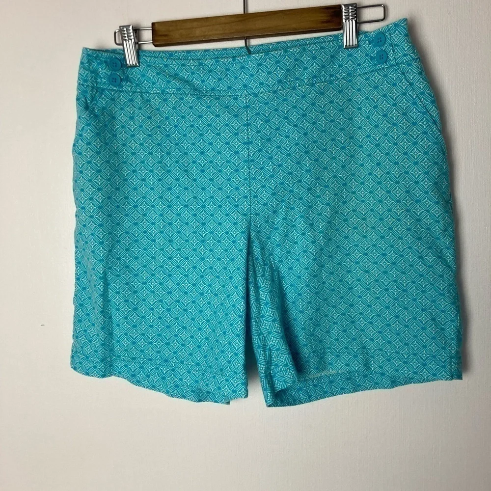 Talbots Geometric Print Linen Blend Shorts
